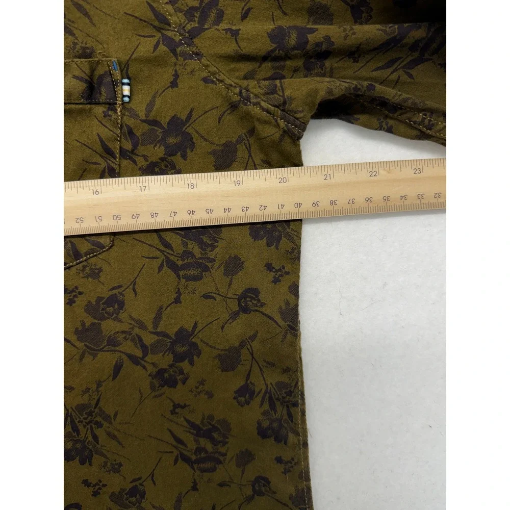 St Lawrence Olive Green Floral Cotton Button Up Long Sleeve Shirt XL